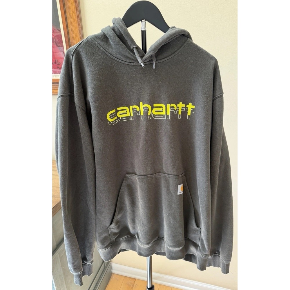 Carhartt Rain Defender Hoodie Men's 2XL Gray Loose Fit Pullover Sweatshirt